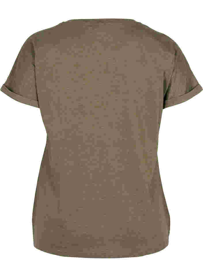 Kurzarm T-Shirt mit Lochstickerei, Ivy Green Mel., Packshot image number 1