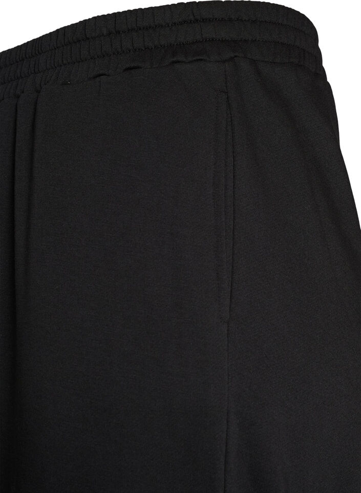 Hoch taillierte Sweatpants mit weitem Bein, Schwarz, Packshot image number 2