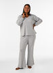 Bluse aus Jersey mit Rippstruktur und V-Ausschnitt, Grau, Model image number 1