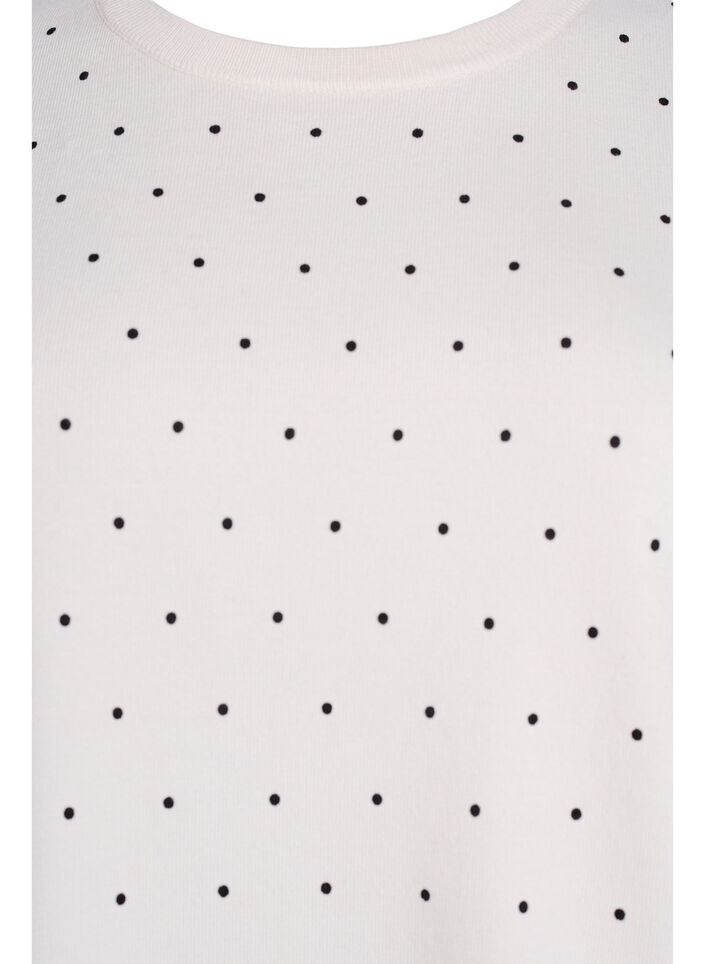 Stricktop mit Polka-Dot-Muster und kurzen &Auml;rmeln, Wei&szlig;, Packshot image number 2
