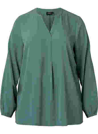 Unifarbene Bluse mit V-Ausschnitt