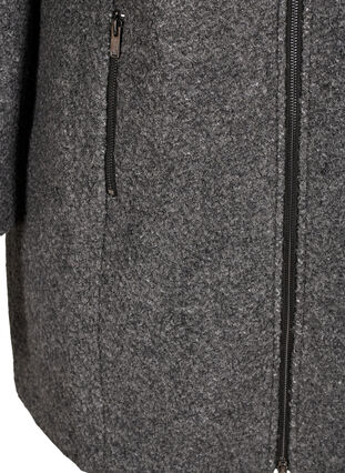 Mantel mit Wolle und Reißverschluss, Dark Grey Melange, Packshot image number 3