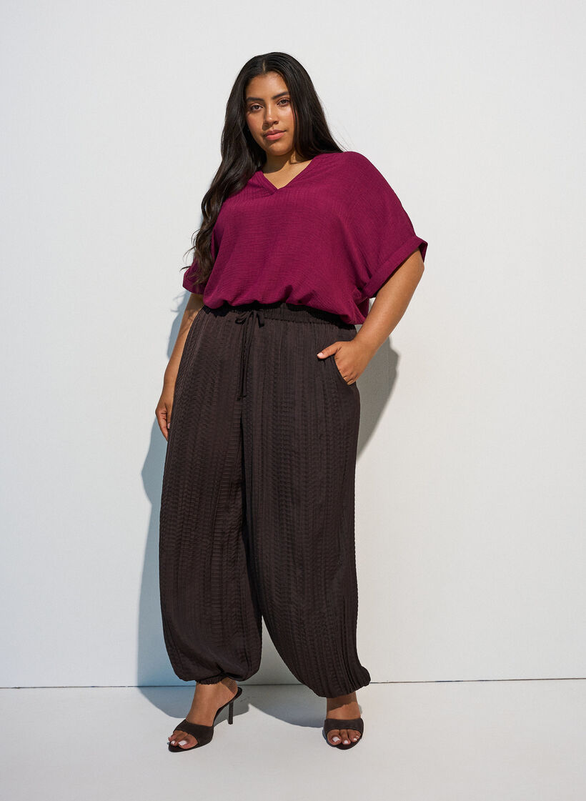 Lockere Bluse mit kurzen &Auml;rmeln, Rot, Model image number 1