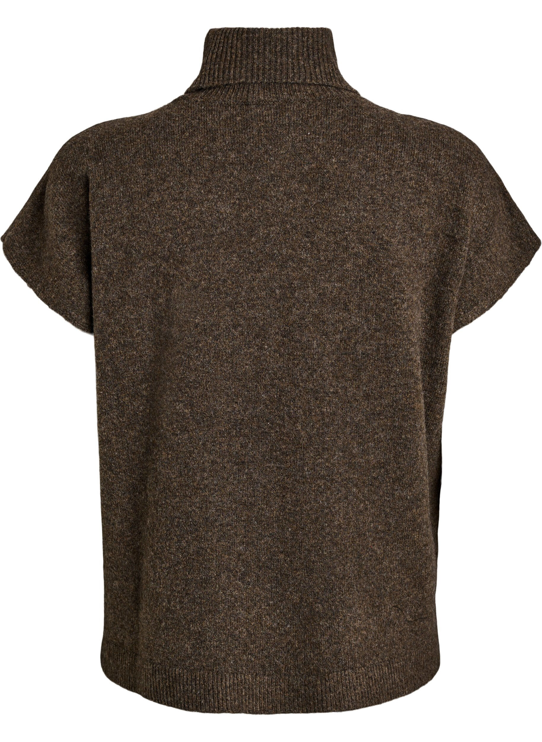 ZizziStrickweste mit Rollkragen, Braun, Packshot image number 1
