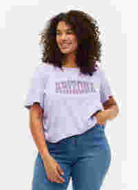 Baumwoll-T-Shirt mit Print-Detail, Lavender ARIZONA, Model
