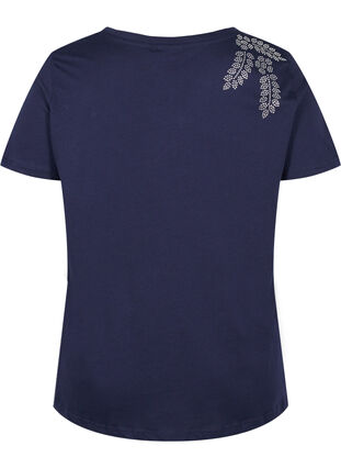 Kurzarm T-Shirt aus Baumwolle mit dekorativen Steinen, Navy Blazer Stone, Packshot image number 1
