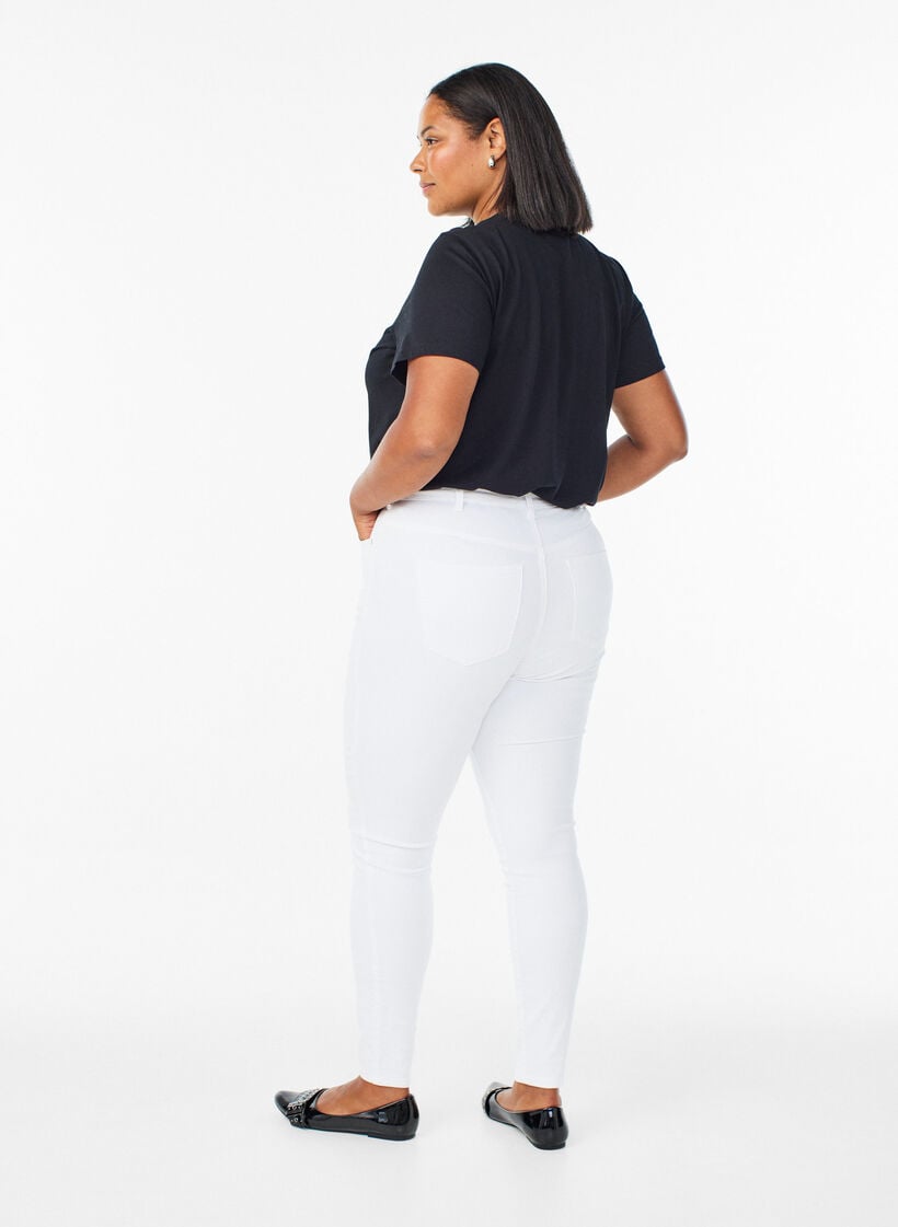Amy Super Slim Fit Jeans mit hoher Taille, Wei&szlig;, Model image number 1