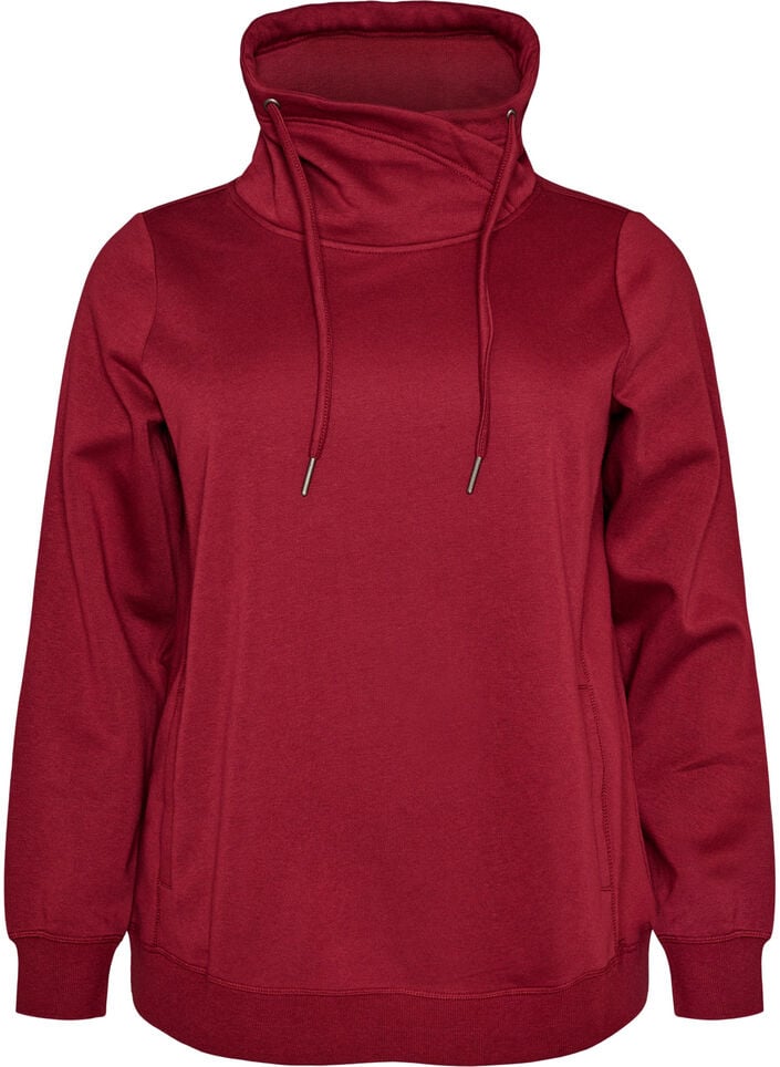 Sweatshirt mit Stehkragen und Taschen, Rot, Packshot image number 0