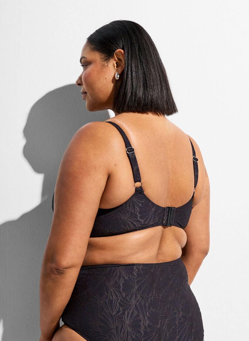 Bikini Top mit B&uuml;gel und Strukturmuster, Grau, Model image number 1