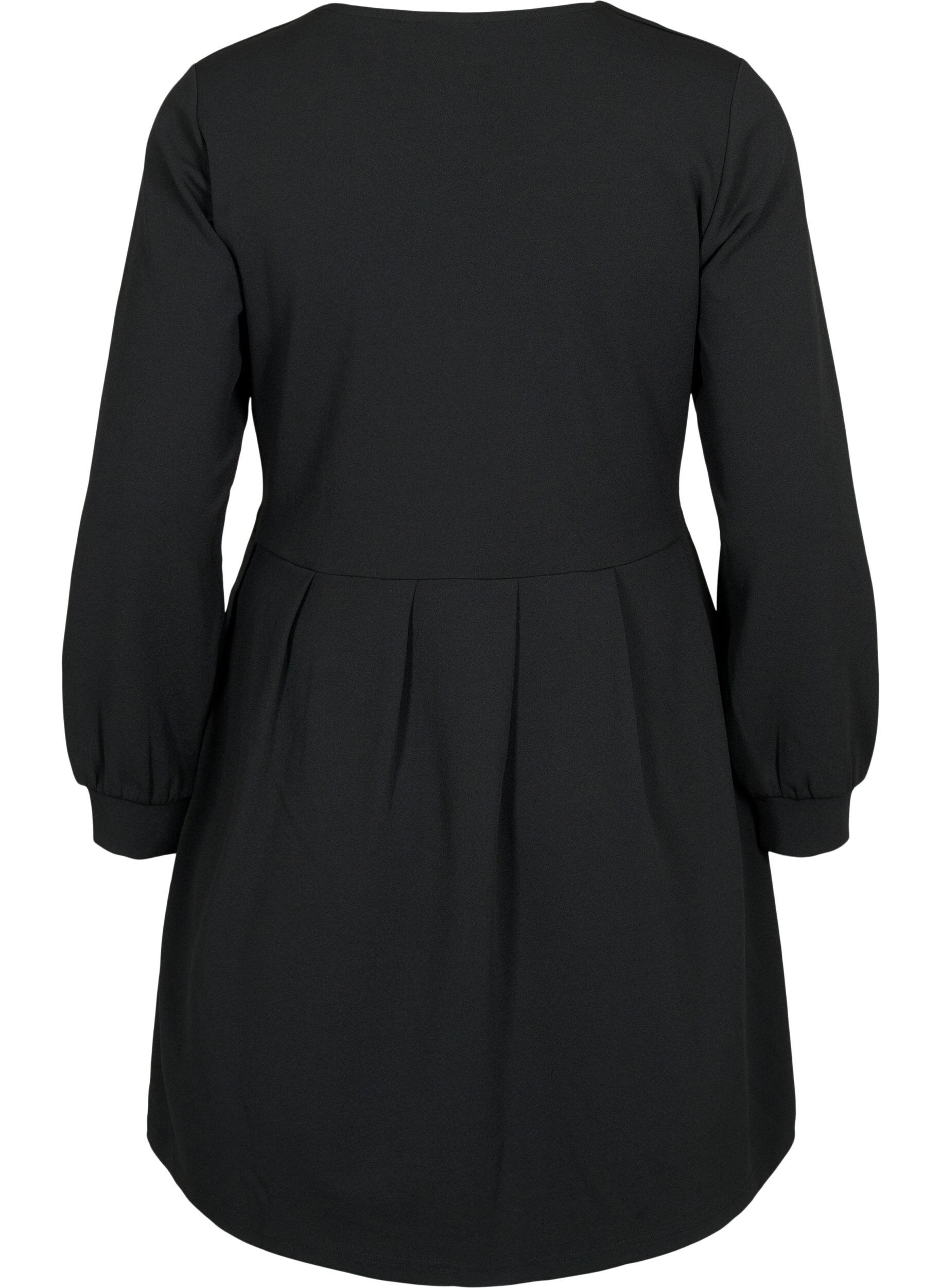 Zizzi A-Linien Kleid mit V-Ausschnitt, Black, Packshot image number 1