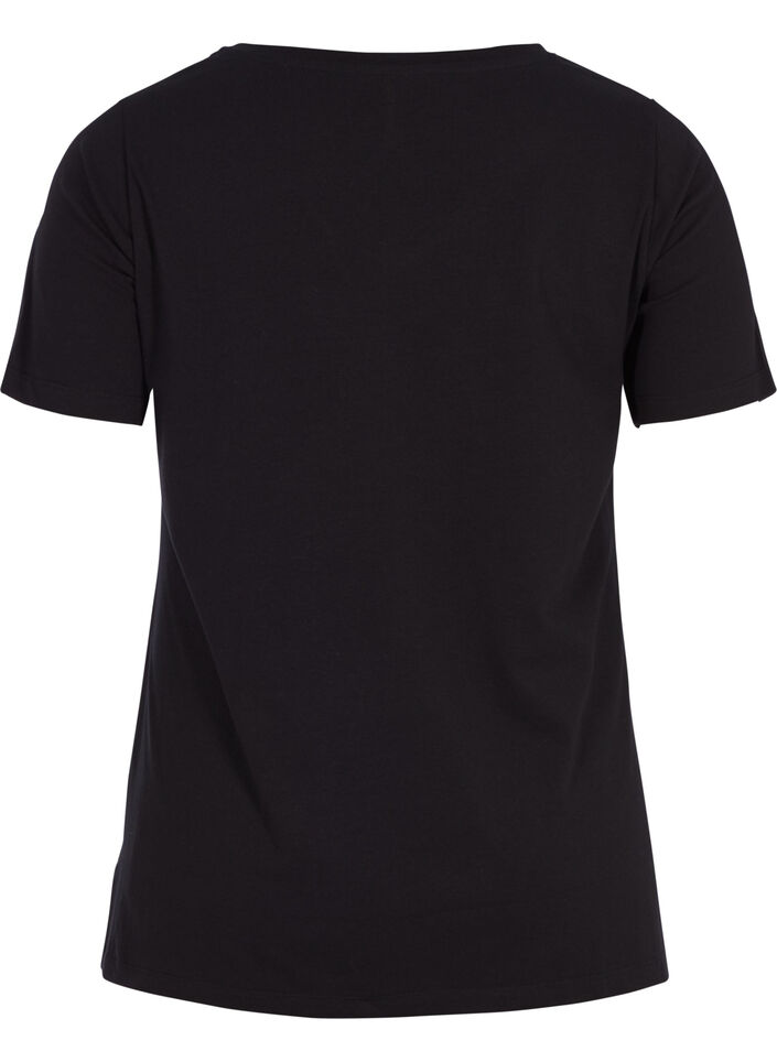 Einfarbiges Basic-T-Shirt aus Baumwolle, Schwarz, Packshot image number 1