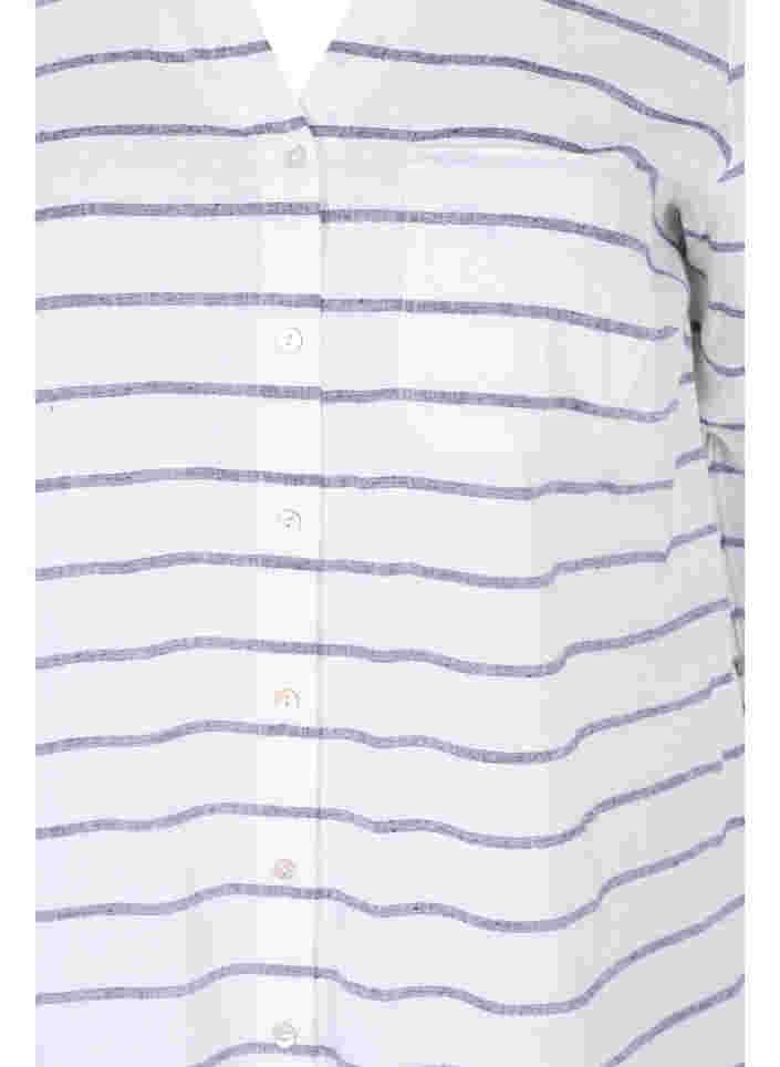 Bluse mit 3/4-Ärmeln und Knöpfen, Navy Blazer stripe, Packshot image number 2
