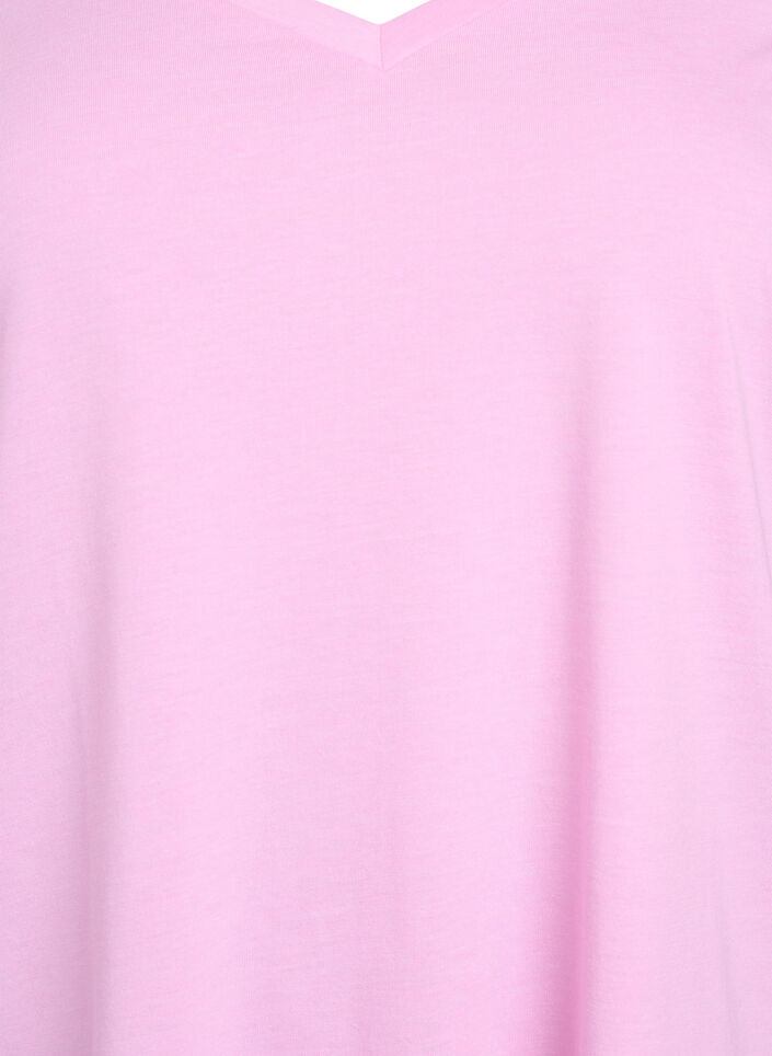 Kurzärmeliges T-Shirt mit V-Ausschnitt, Pink, Packshot image number 2
