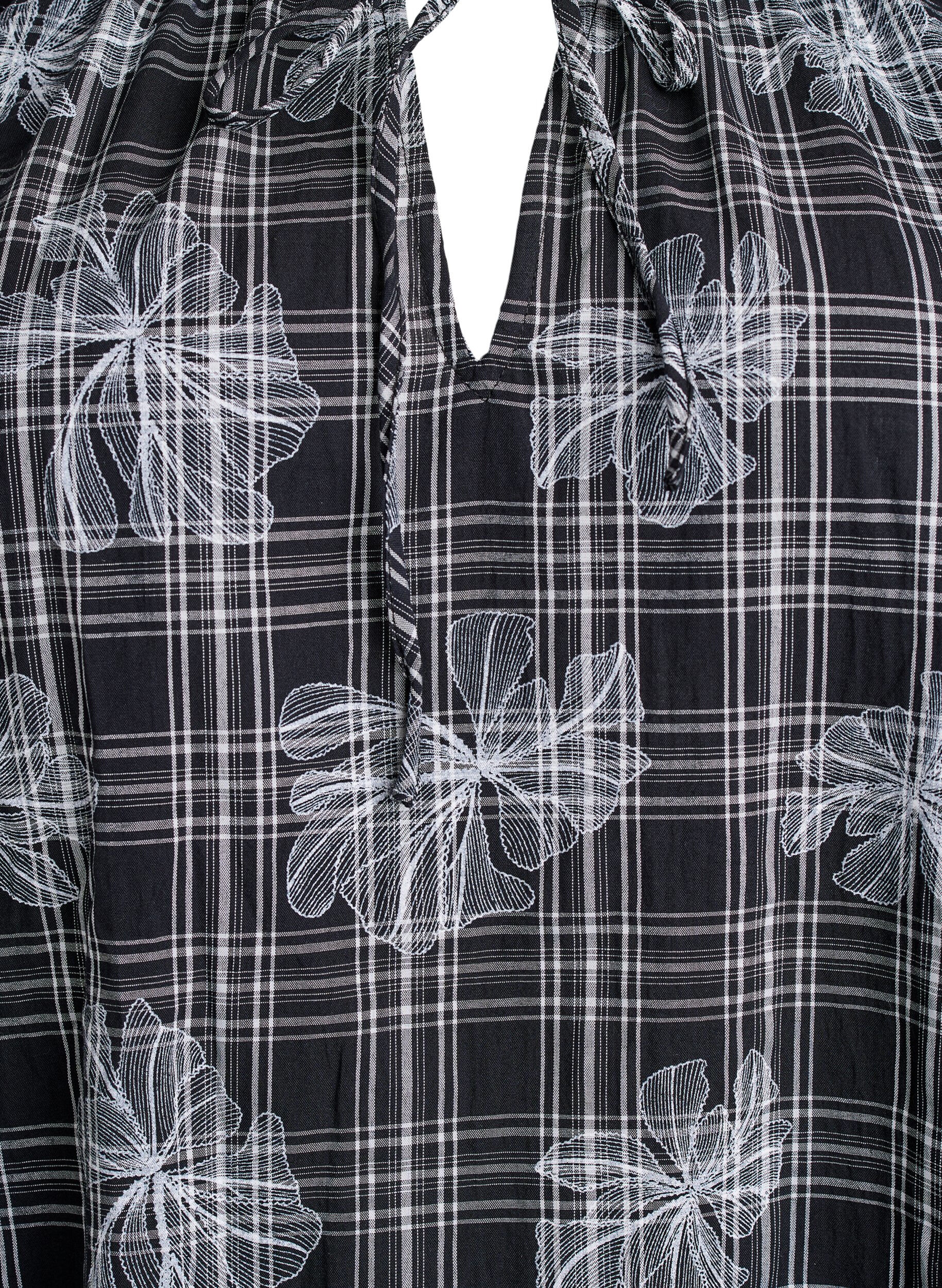 Zizzi Kurzes Kleid mit Karo- und Blumenmuster, Schwarz, Packshot image number 2