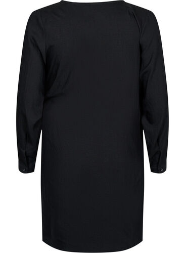 Langärmeliges Wickelkleid aus Viskose, Black, Packshot image number 1