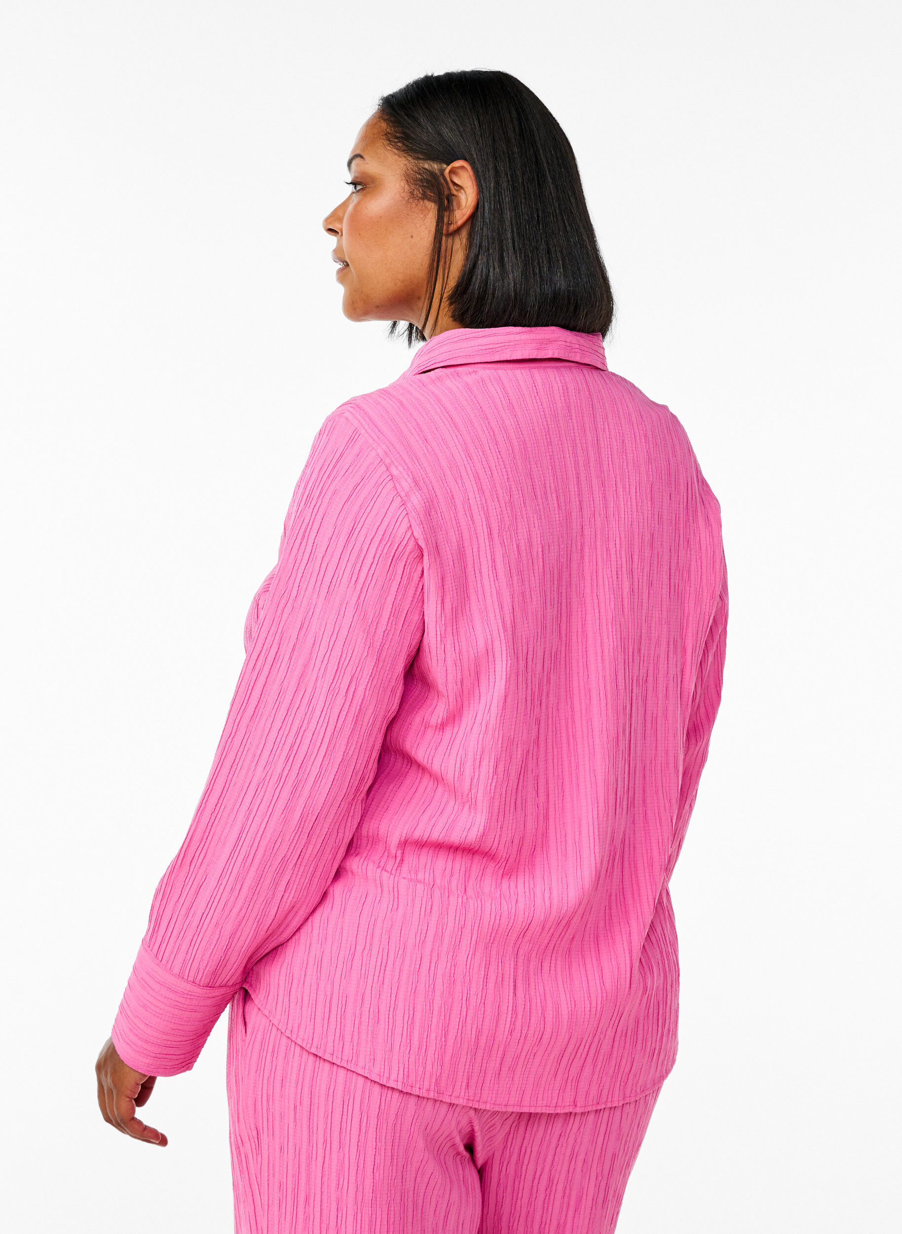 Zizzi FLASH - Bluse mit Textur, Pink, Model image number 2