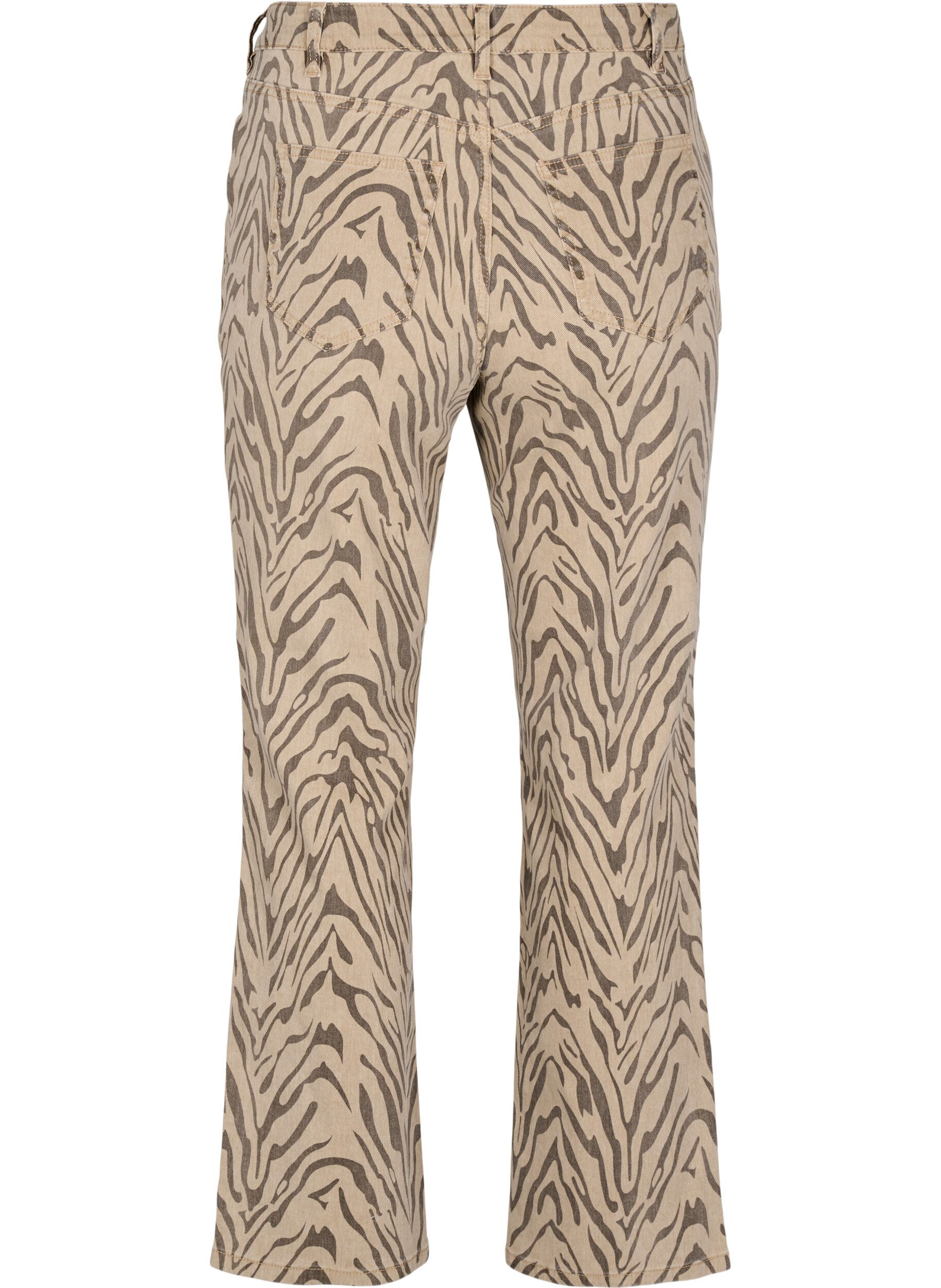 Zizzi Jeans in gerader Passform mit Zebraprint, Braun, Packshot image number 1
