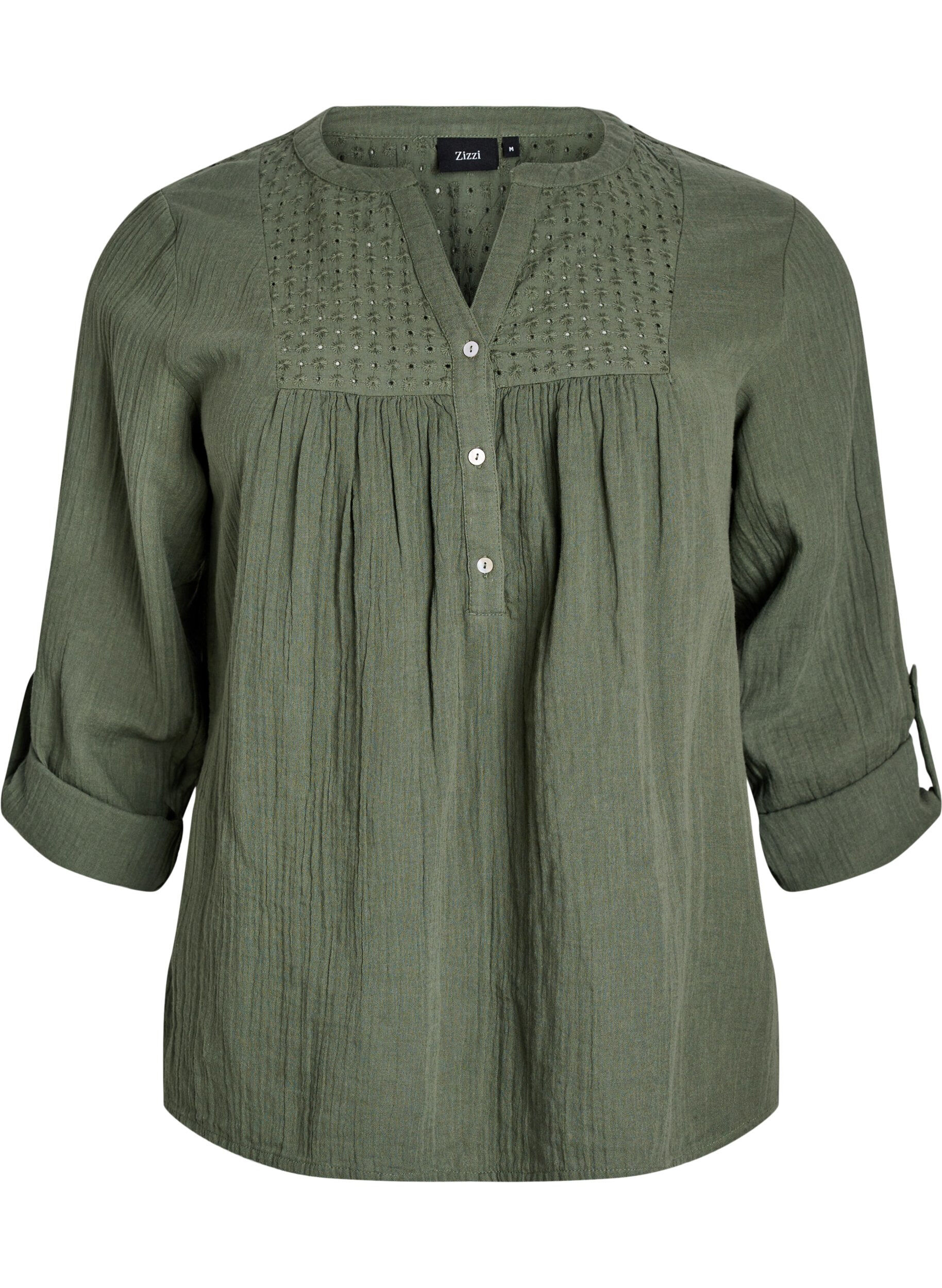 Bluse aus Baumwollmusselin mit Lochstickerei