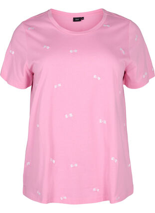 T-Shirt aus Bio-Baumwolle mit Herzen, Roseb. W. Bow Emb., Packshot image number 0