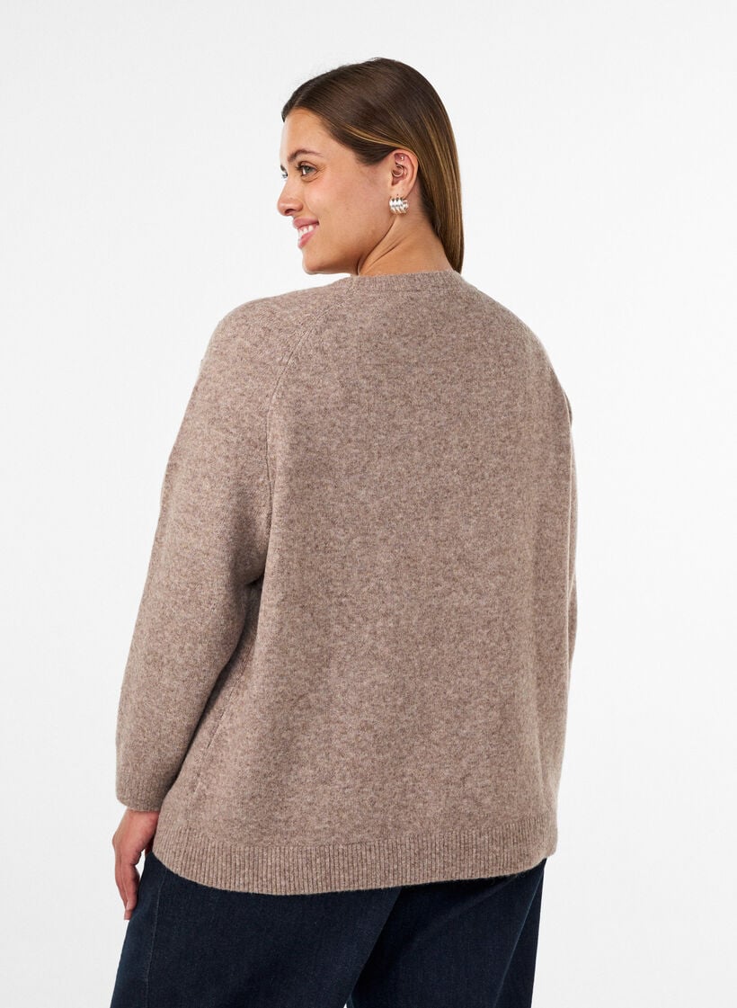 Bluse aus Strick mit Strasssteinen und Nieten, Beige, Model image number 2