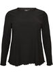 Strukturierte Bluse mit gewellten Kanten, Schwarz, Packshot image number 0