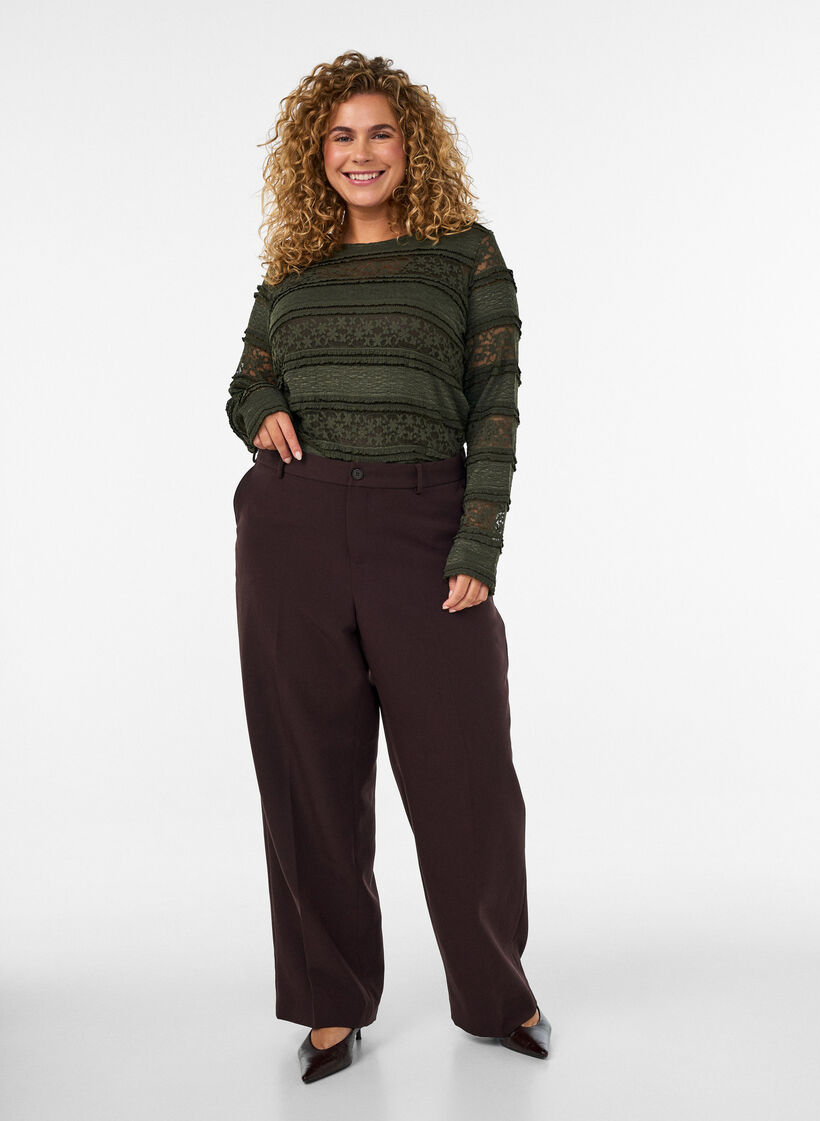 Bluse aus Spitze mit langen &Auml;rmeln, Gr&uuml;n, Model image number 1