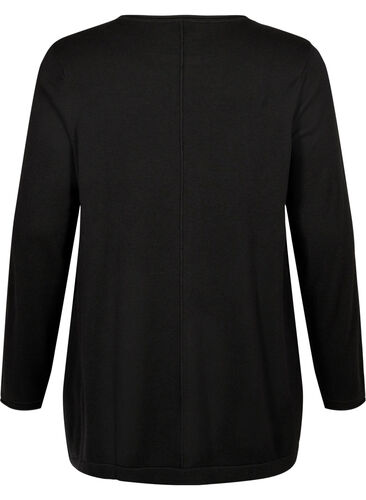 Gestrickte Bluse aus Baumwoll-Viskose-Mischung, Black, Packshot image number 1