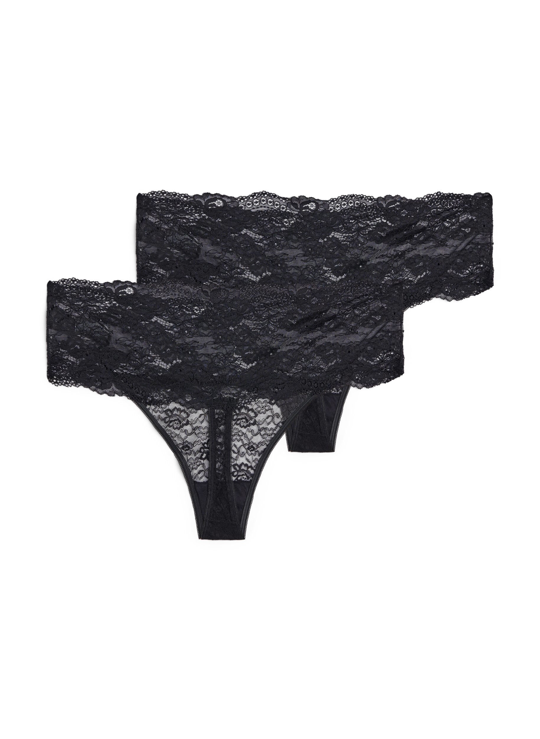 Zizzi 2er-Pack G-String Slips, Schwarz, Packshot image number 1