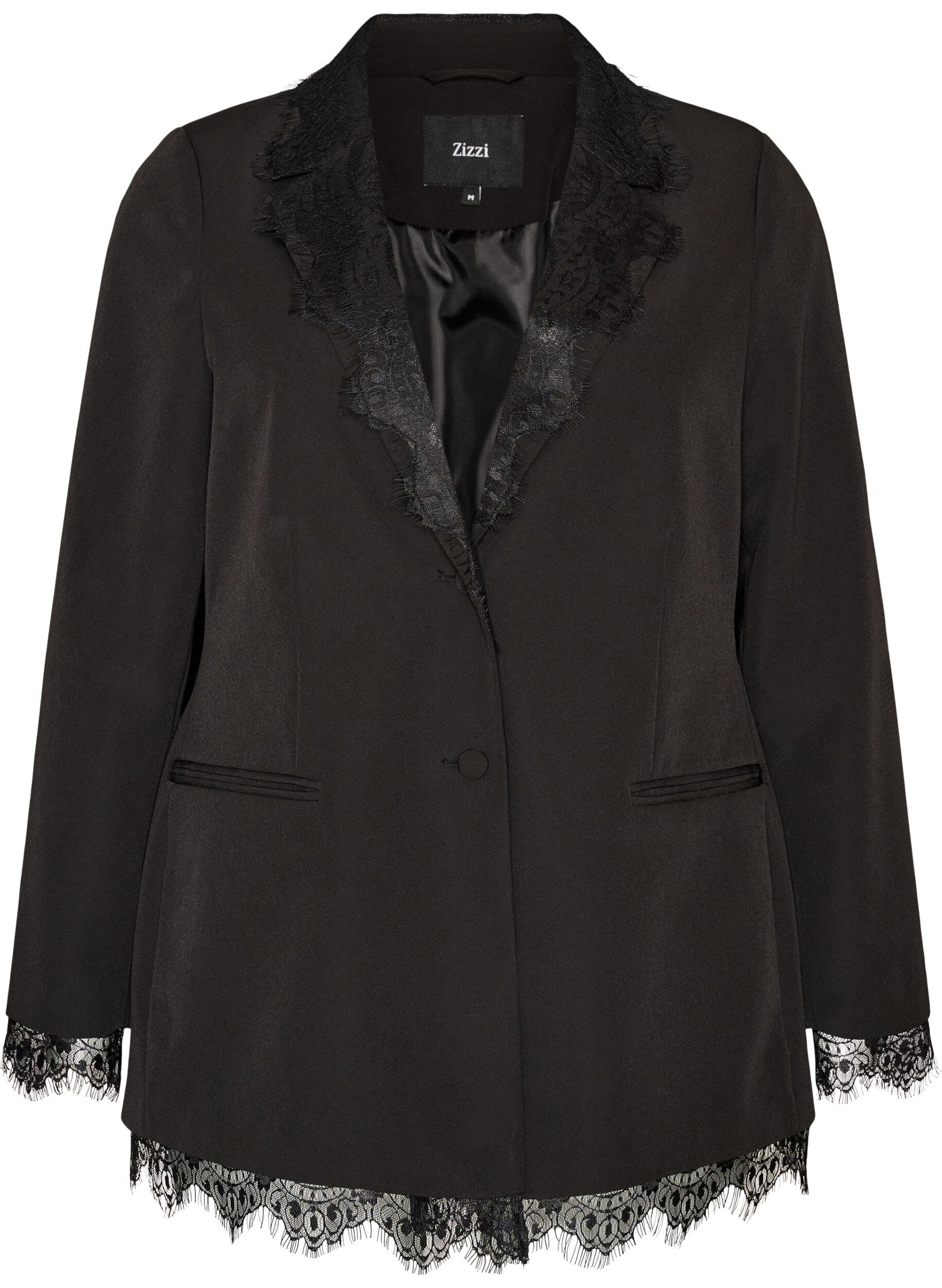 ZizziBlazer mit Spitzenbesatz, Schwarz, Packshot image number 0