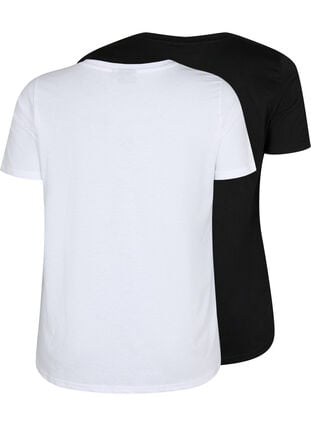 2er-Pack T-Shirts mit V-Ausschnitt, Bright White / Black, Packshot image number 1