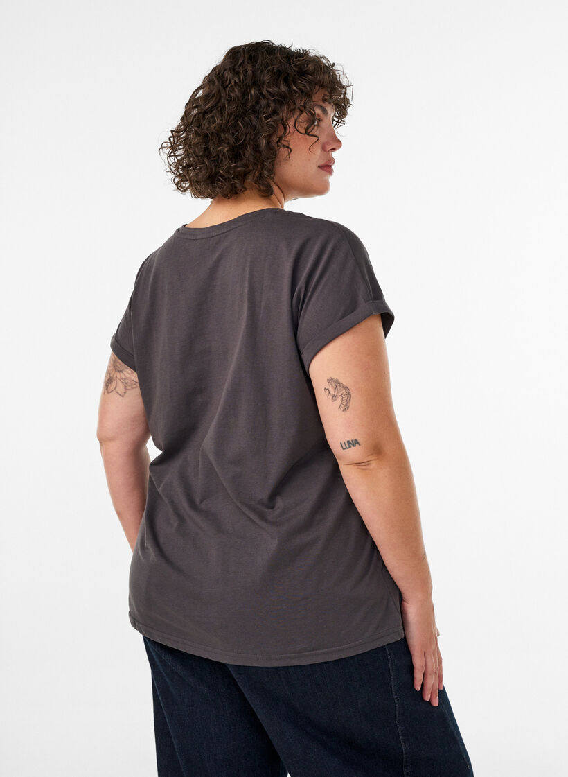 T-Shirt mit dekorativem Frontprint, Grau, Model image number 2