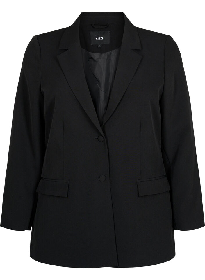 Klassischer Blazer mit Knopfverschluss, Schwarz, Packshot image number 0