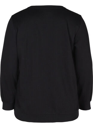 Sweatshirt mit Textprint, Black w. White AOP, Packshot image number 1