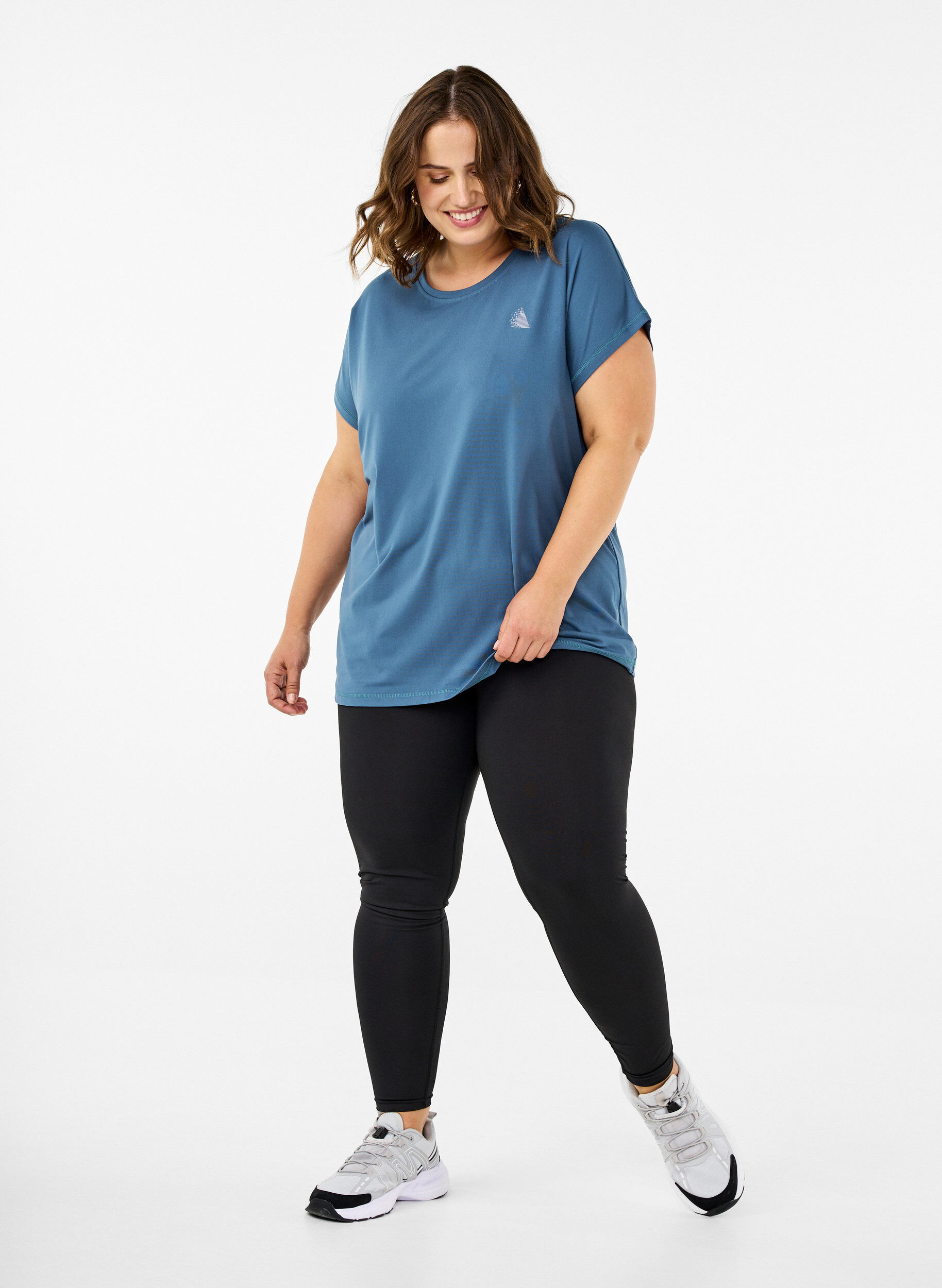 Zizzi Einfarbiges Trainings-T-Shirt, Petrol, Model image number 1