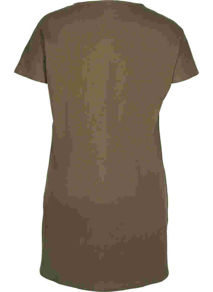 Kurzarm Kleid aus Baumwolle mit Rippstruktur, Ivy Green, Packshot image number 1