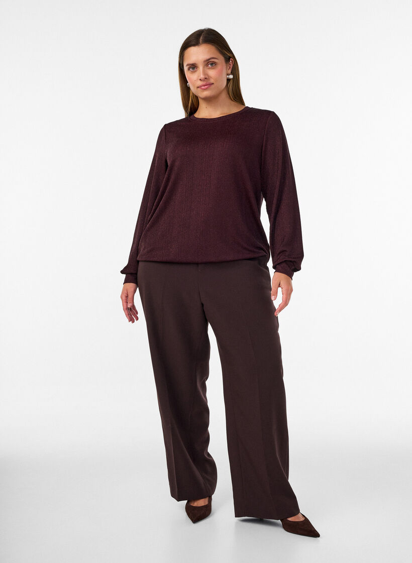 Bluse mit vertikaler Struktur und Glitzerfaden, Rot, Model image number 1