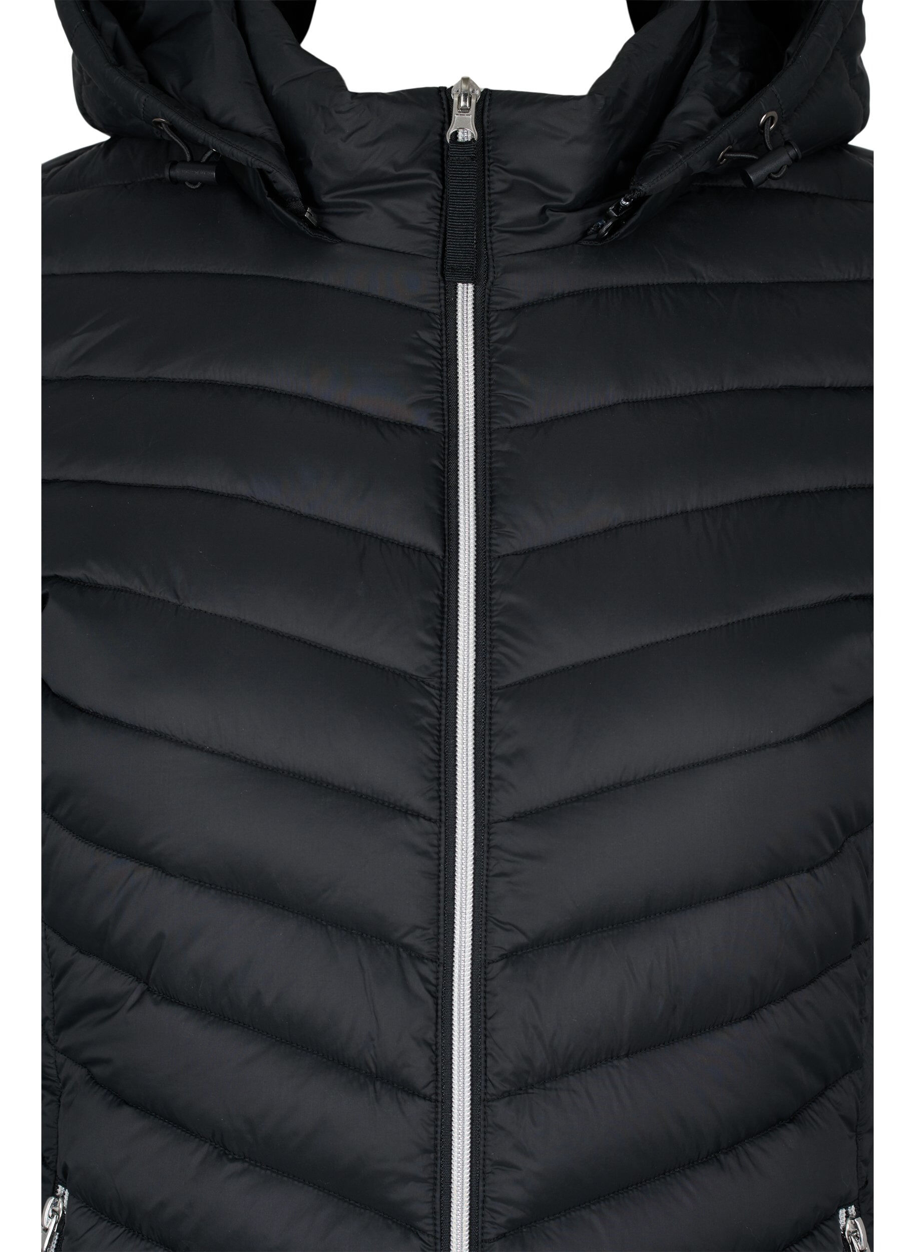 ZizziLeichte Jacke mit Taschen und abnehmbarer Kapuze, Schwarz, Packshot image number 2