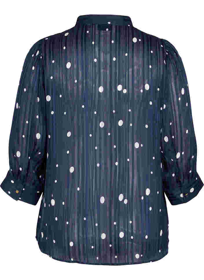 Hemdbluse mit Print und 3/4-Ärmeln, Navy Blazer Dot, Packshot image number 1