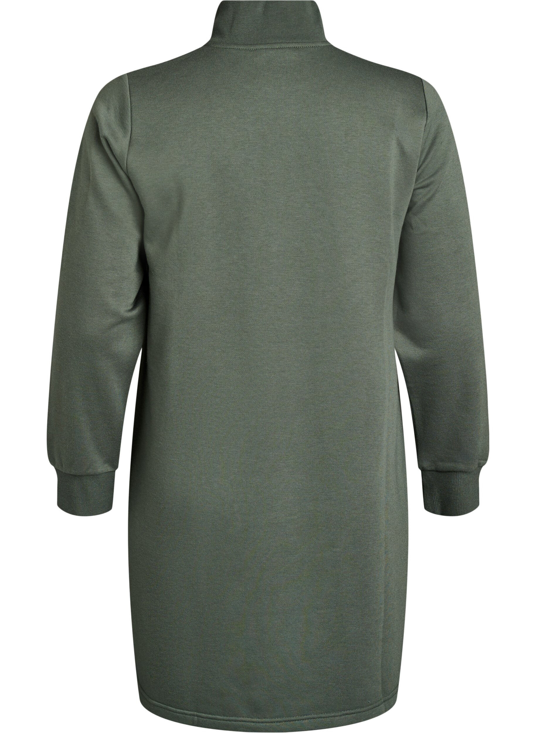 Zizzi Kurzes Sweatshirtkleid mit hohem Kragen, Gr&uuml;n, Packshot image number 1