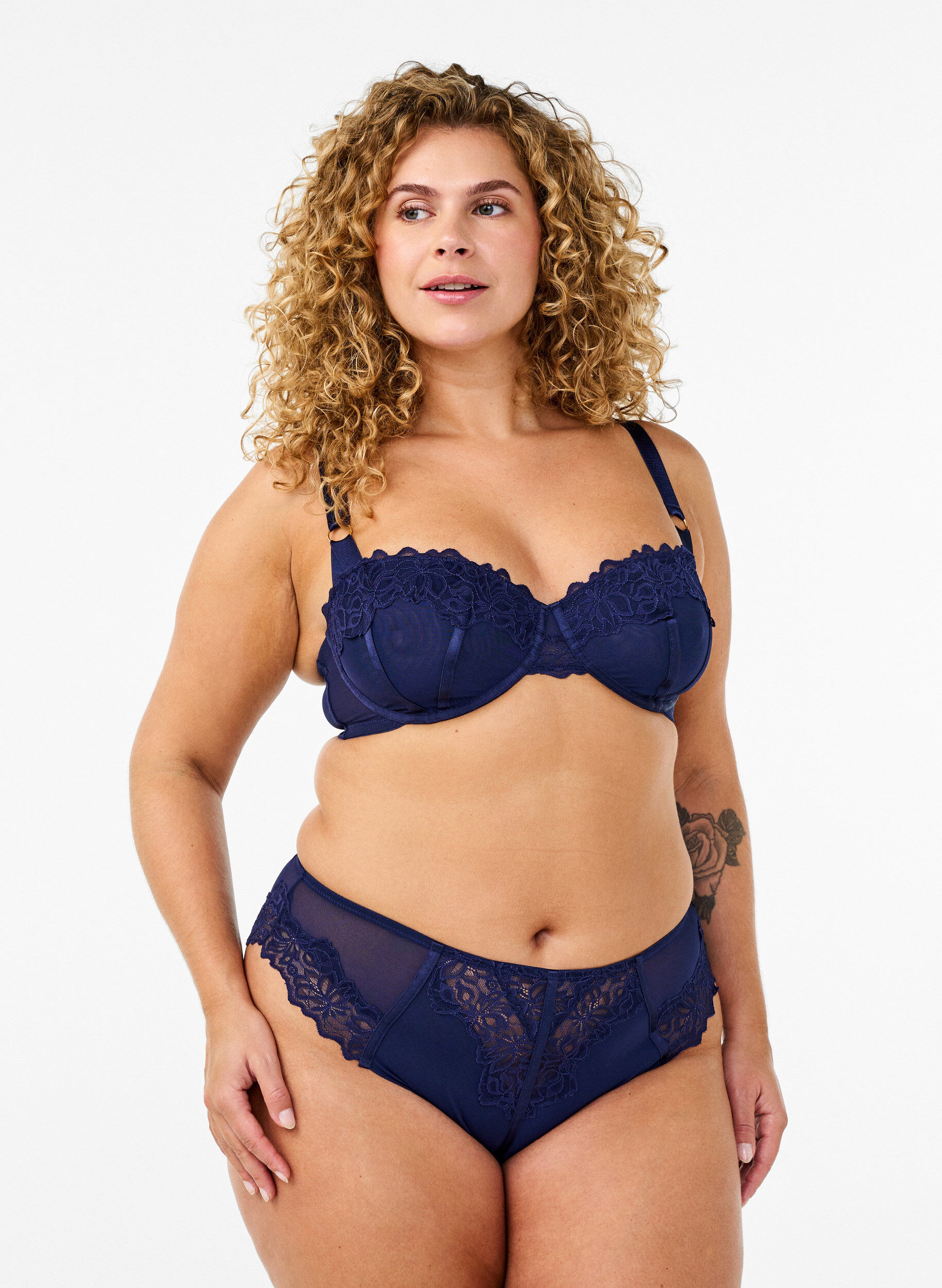Zizzi Brazilian Slip mit Spitze und Satinband, Ocean Cavern, Model image number 0