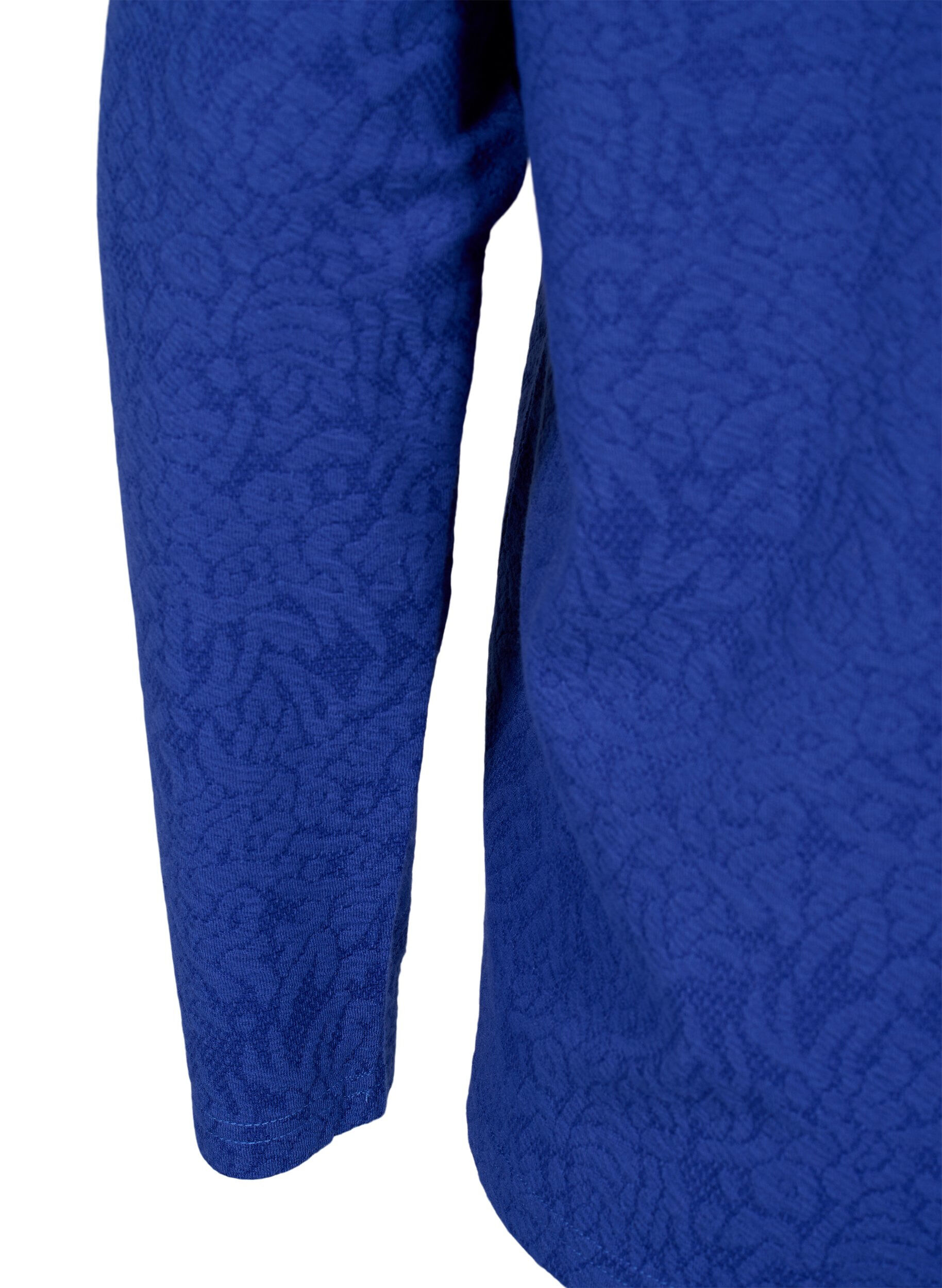 Zizzi Lang&auml;rmelige Bluse mit Textur, Blau, Packshot image number 3