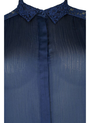 Langes Kleid mit Spitzendetails, Evening Blue, Packshot image number 2