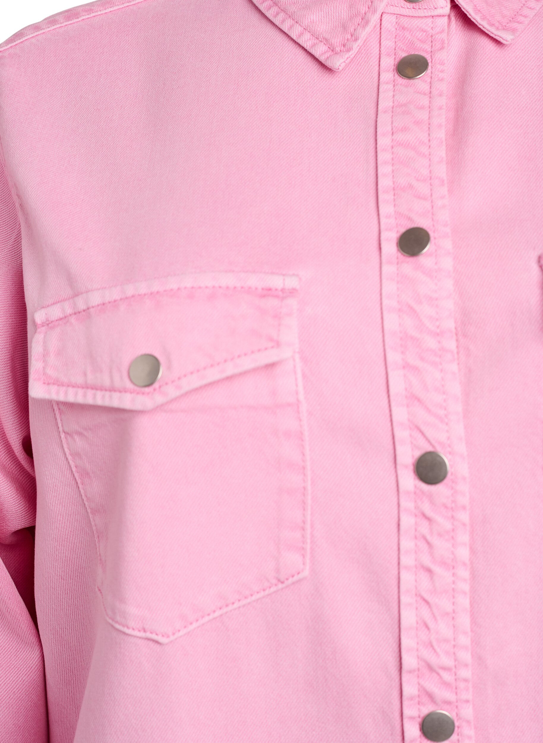 Zizzi Jeanshemd mit Brusttaschen, Pink, Packshot image number 2