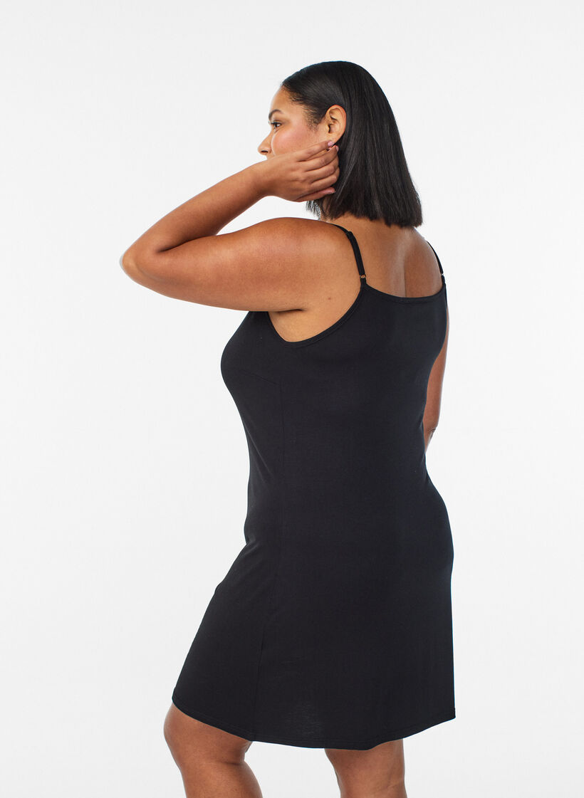 Einfarbiges Unterkleid aus Viskose, Schwarz, Model image number 2