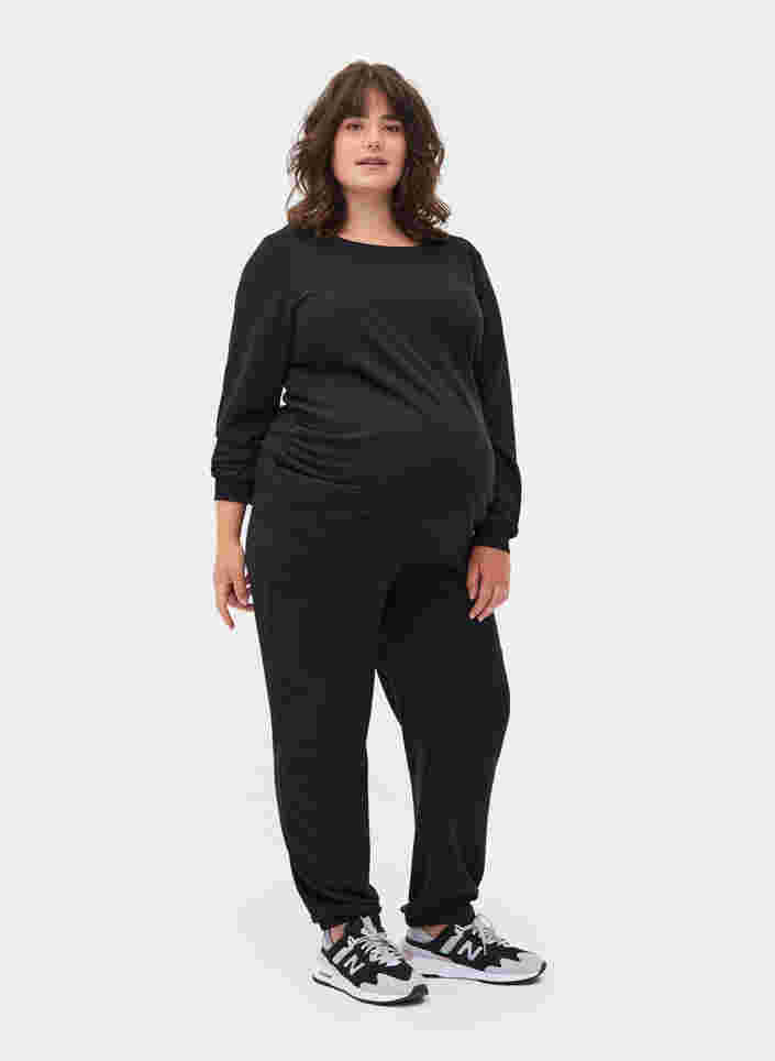 Schwangerschafts-Sweatshirt mit Rippbündchen, Black, Model image number 3
