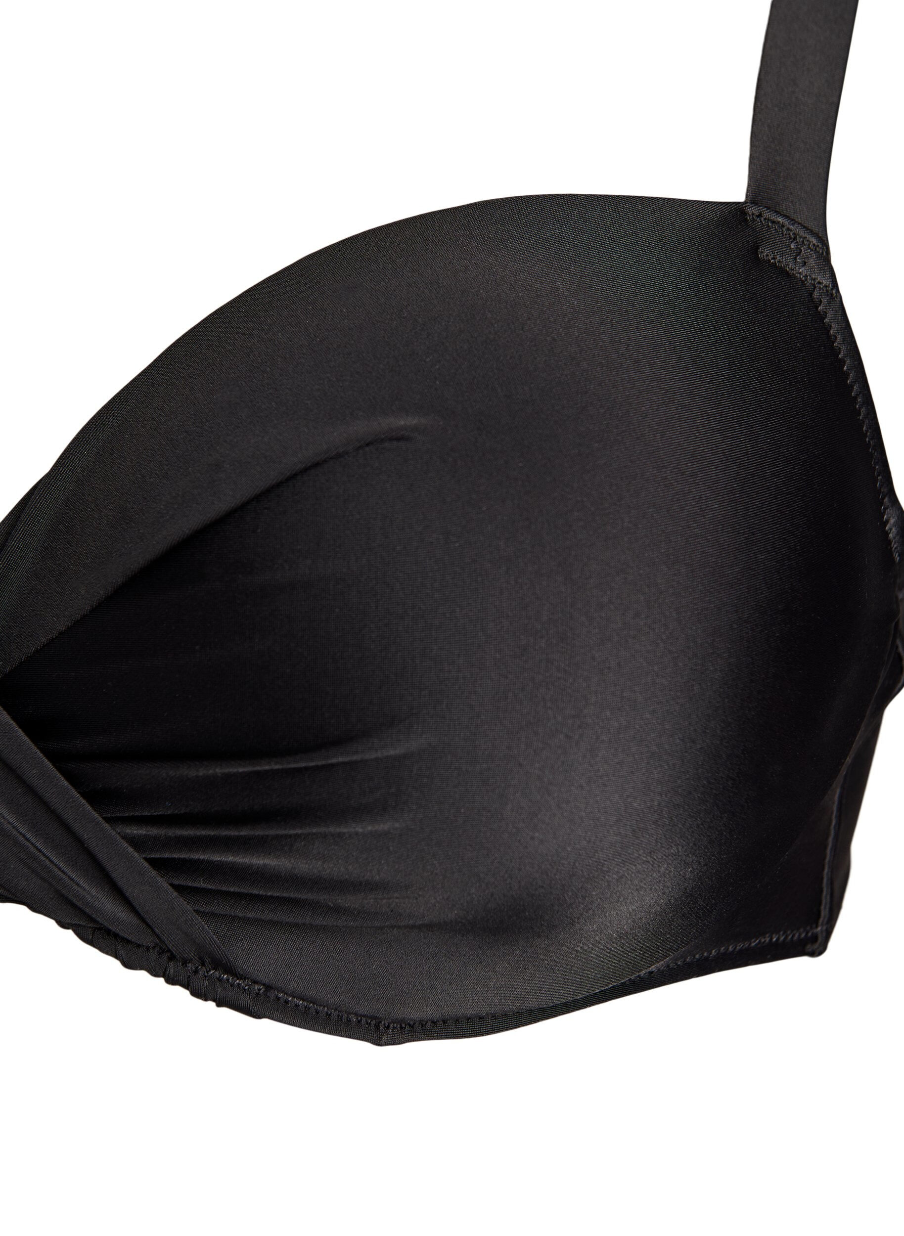 ZizziBikinioberteil mit B&uuml;gel und Raffung, Schwarz, Packshot image number 2