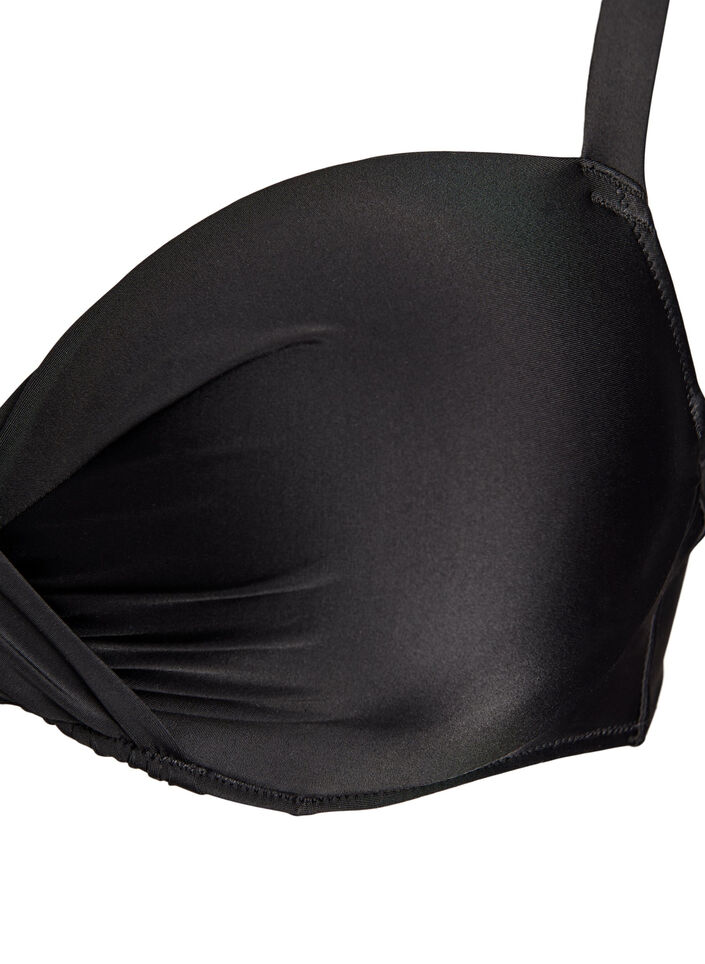 Bikinioberteil mit B&uuml;gel und Raffung, Schwarz, Packshot image number 2