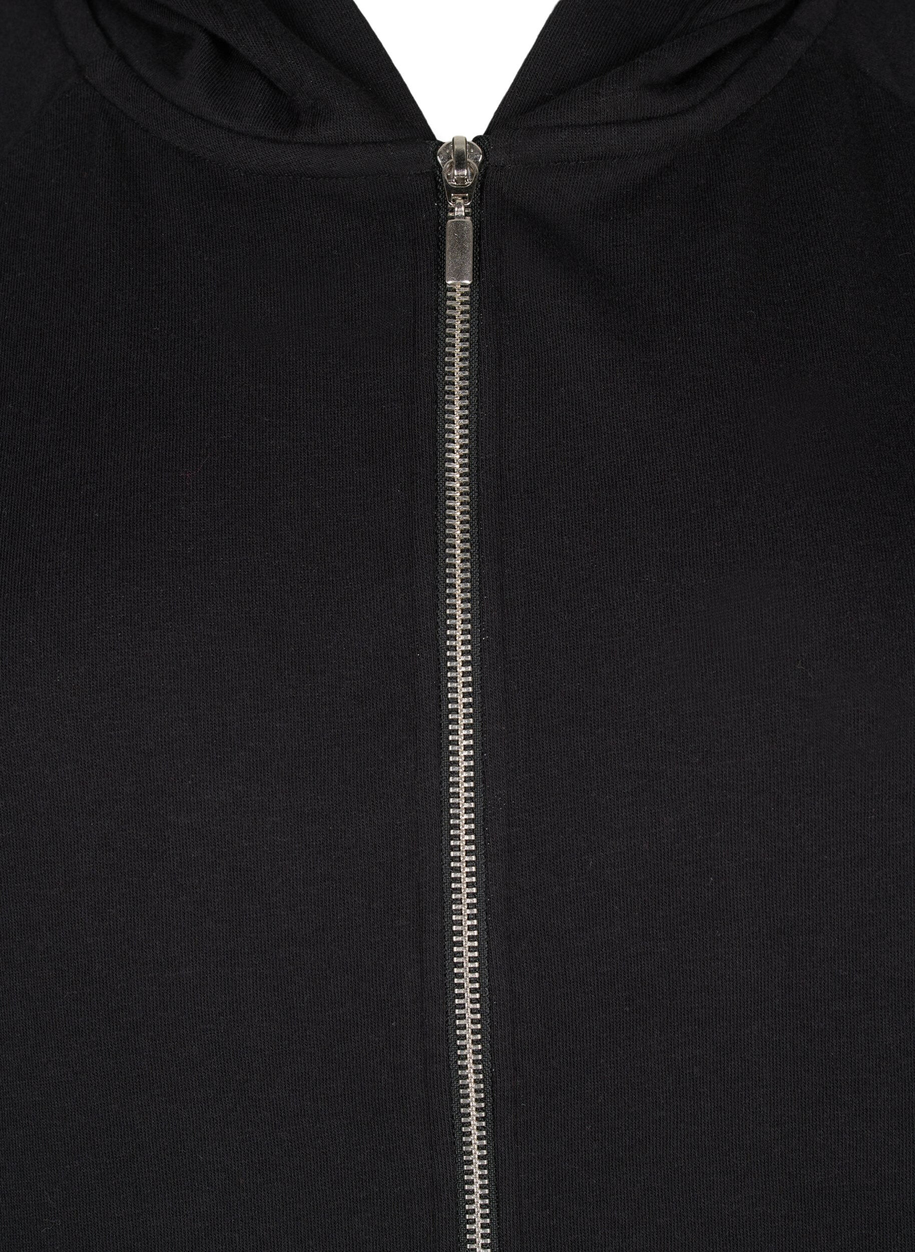 Zizzi Sweat-Cardigan mit Kapuze und Taschen, Schwarz, Packshot image number 2