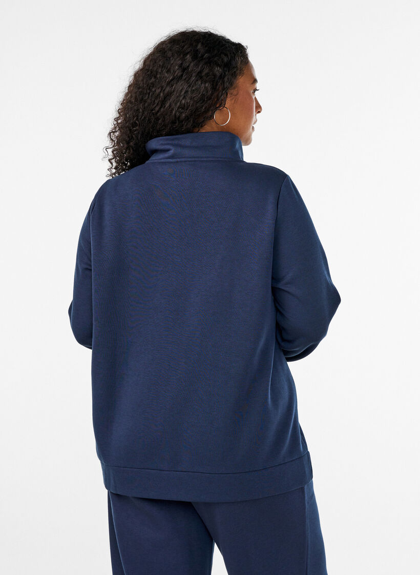 Sweatshirt mit hohem Kragen und Rei&szlig;verschluss, Blau, Model image number 2