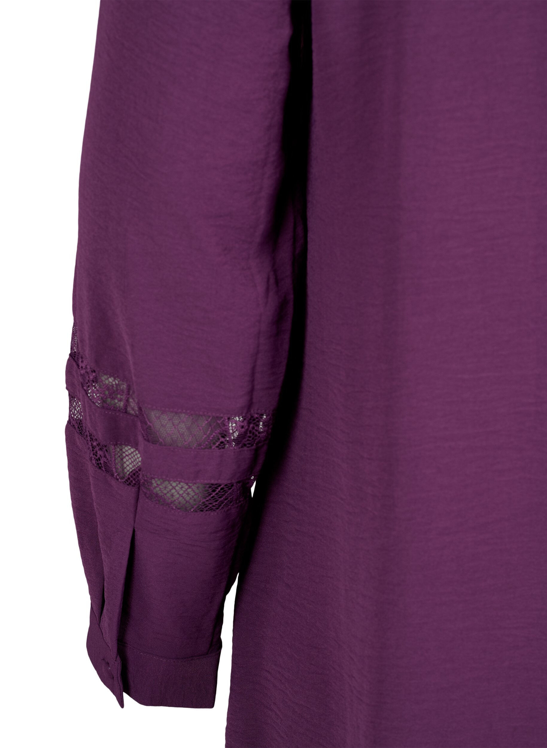 Zizzi Langes Shirt mit Spitzendetails, Deep Purple, Packshot image number 3